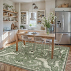 Lahome Boho Animal Washable Rugs for Living Room 8x10, Green Soft Rugs for Bedroom, Botanical Large Boho Non Slip Dining Room Carpet for Under Table Office Kids Playroom (8x10ft,Green)