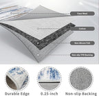 Washable Hallway Runner Rug for Home: Extra Long Runners for Entryway Living Room Dining Room - Stain and Water Resistant Rugs with Non-Slip Backing - Soft Low-Pile Carpet 2'6''x12' Navy Grey