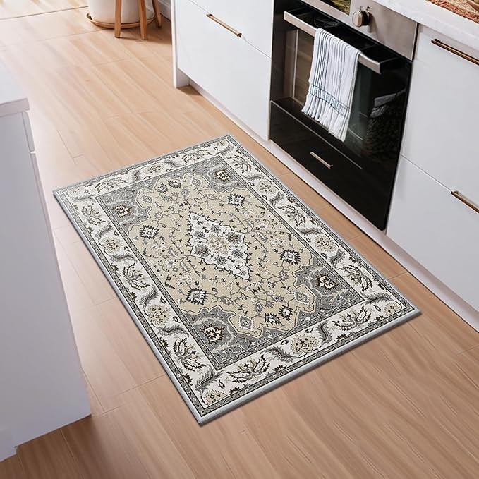 Small Area Rug 2x3ft Entryway Rug Non-Slip Washable Area Rugs Indoor Door Mat, Thick Faux Wool Carpet Kitchen Rugs with Rubber Backing for Bedroom, Kitchen, Room Entry