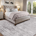 LUMI 4x6 Washable Low-Pile Area Rug for Living Room, Ultra Soft Modern Neutral Grey Rugs Non Slip with Rubber Backing, High Traffic, Stain Resistant Carpets, Ideal for Bedroom, Dining Room