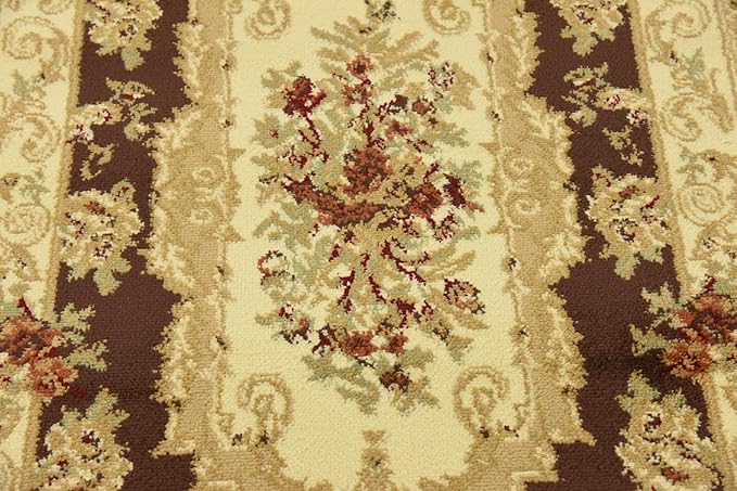 Unique Loom Versailles Collection Traditional Classic Floral Motif Area Rug (2' 7 x 10' 0 Runner, Brown/ Ivory)