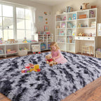 Shaggy Modern Shag Area Rug for Bedroom, Upgrade Non-Slip Plush Fluffy Carpet for Kids Room Home Decor, Plush Area Rug Tie Dye Stripes 6x9Ft