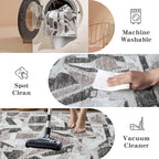 5X7 Area Rugs for Living Room Bedroom,Modern Abstract Large Carpet Washable Rugs 5X7 for Dining Room Office,Non Slip Gray Print Faux Wool Thin 5 by 7 Indoor Nursery Kids Home Pet & Child Friendly