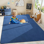 Amearea Large Modern Area Rugs for Bedroom Living Room, 5x8 Feet Blue Thickened Memory Foam Rug, Fluffy Indoor Washable Rugs Non Slip Minimalist Carpet for Boys Girls Dorm Nursery Room Decor