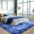 Fluffy Area Rugs for Living Room, Soft Shaggy Carpets for Living Room, Upgrade Anti-Skid Fuzzy Rugs for Kids' Room, Perfect Decor for Modern Home Tie Dye Blue 6x9 Feet