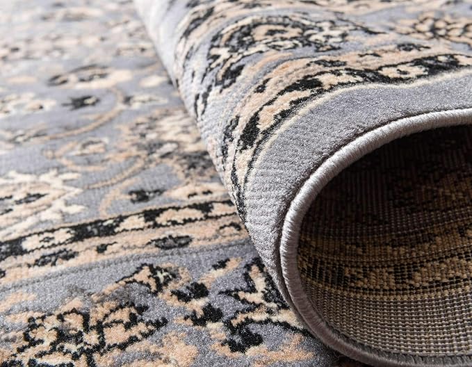 Unique Loom Sialk Hill Collection Area Rug - Washington (5' 1" x 8' Rectangle Gray/Black)