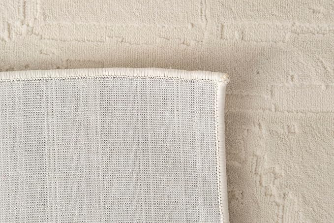 Revival Rugs Ebb 5'3"x8' Washable Area Rug for Living Room Bedroom - 100% Recycled Oeko-TEX Certified, Medium Pile, Beige, Cream