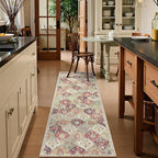 Lahome Moroccan Trellis Hallway Runner Rug, 2x6 Kitchen Runner Rugs Non Skid Washable, Vintage Laundry Room Rug Ultra-Thin Long Carpet for Bathroom Bedroom Entryway, Orange/Terracotta