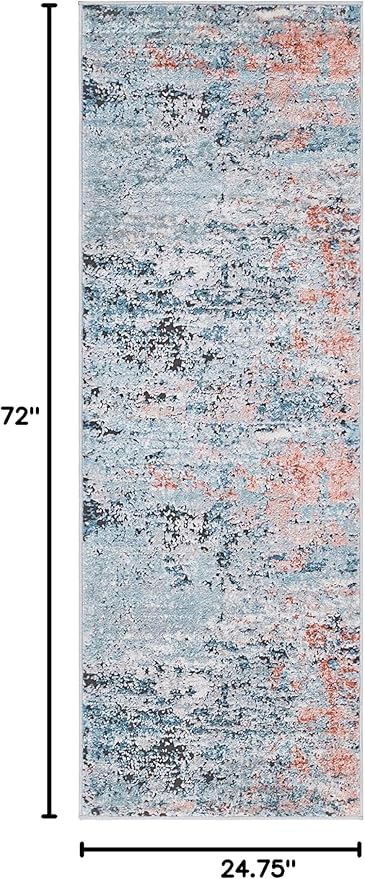 Rugs.com Leipzig Collection Runner Rug – 6 Ft Runner Multi Low-Pile Rug Perfect for Hallways, Entryways