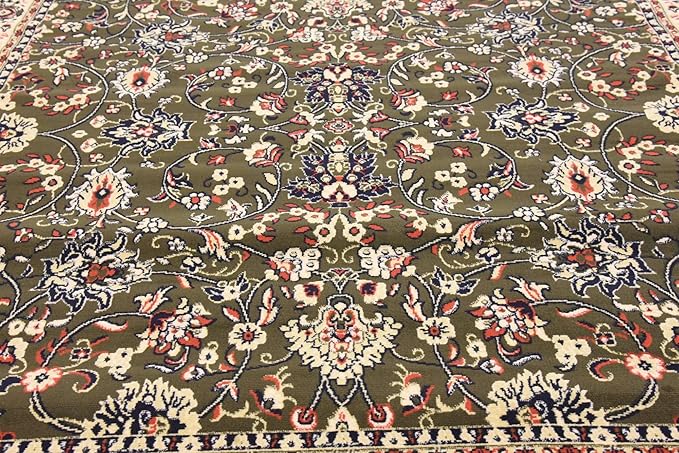 Unique Loom Sialk Hill Collection Area Rug - Washington (7' 10" Square Green/Hunter Green)