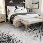 Lahome Modern Black 9x12 Rug for Living Room, Large Washable Area Rug Non-Slip Ultra-Thin Stain Resistant Rugs for Dining Room Table, Abstract Print Indoor Soft Rug for Bedroom Office (Black, 9'x12')