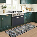 Runner Rug for Entryway: 2x6 Kitchen Rugs Non Slip Washable Ultra-Thin Soft Floral Carpet Indoor Stain Resistant Carpets for Hallway Bedroom Kitchen Laundry Bathroom Dorm Dark Black