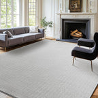 Shilucheng Wool Rug 8x10 Non-Slip, Blend 80% Wool and 20% Cotton Rugs for Living Room, Bedroom, Dinning Room, Soft Durable Cotton Backing Modern Area Rug (Gray/White)