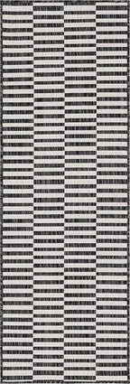 Unique Loom Outdoor Striped Collection Area Rug - Striped (2' x 6' 1" Runner, Charcoal/Ivory)