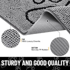 Smiry Dog Door Mat for Muddy Paws, Absorbent Dirt Trapper Non Slip Quick Dry Washable Chenille Mat for Mud Dogs, Entry Rug for Indoor and Outdoor (59x24 Inches, Grey and Black)