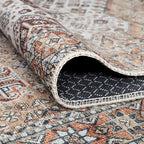 Bloom Rugs Washable Non-Slip 10 ft Runner - Sand/Orange/Purple Traditional Medallion Runner for Entryway, Hallway, Bathroom, and Kitchen - Exact Size: 2.5' x 10'