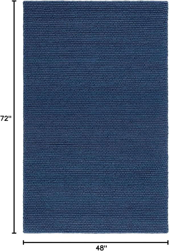 SAFAVIEH Area Rug 4x6 - Natura Collection - Navy & Blue, Handmade Wool Blend, Textured Design, Ideal for Living Room, Bedroom, Dining Space (NAT620M)