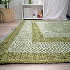 Alfa Rich 5x8 Green Washable Area Rugs for Living Room Bedroom Kitchen Cotton Pet Friendly Rug
