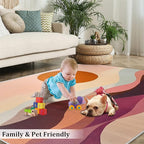 Boho Sun Area Rugs 5x7ft, Minimalist Line Rugs for Living Room, Geometric Solar Floor Rug Sturdy and Non-Shedding for Bedroom Hardwood Floors Teen Room