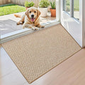 Color&Geometry 17"x30" Small Ultra Thin Indoor Door Mat Non Slip Rubber Backed Dirt Trapper(Rolled-up NO Creases), Rugs for Entryway, Front Door Mat Indoor Washable Low-Profile Entry Mat, Khaki