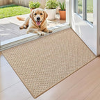 Color&Geometry 17"x30" Small Ultra Thin Indoor Door Mat Non Slip Rubber Backed Dirt Trapper(Rolled-up NO Creases), Rugs for Entryway, Front Door Mat Indoor Washable Low-Profile Entry Mat, Khaki
