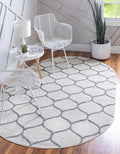 Rugs.com Lattice Frieze Collection Rug – 4' x 6' Oval Ivory Medium Rug Perfect for Living Rooms, Large Dining Rooms, Open Floorplans