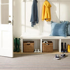 Dash and Albert Nimes Ticking Machine Washable Area Rug - 5' x 8' Neutral Stripe Washable Accent Rug - Durable, High Traffic Areas Kitchen, Mudroom, Hallways