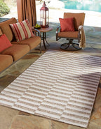Unique Loom Outdoor Striped Collection Area Rug - Striped (5' x 7' Rectangle Taupe/Ivory)