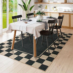 Moynesa Checkered Easy Jute 5x7 Area Rugs for Living Room, Washable Outdoor Patio Rug for Backyard Porches Non Slip, Black Farmhouse Carpet for Dining Room Balcony