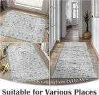 jinchan Kalen Area Rug 5x7 Washable Living Room Rug Soft Vintage Indoor Thin Retro Distressed Floor Cover Grey Floral Country Boho Rug Non Slip Carpet for Bedroom Office Dining Room