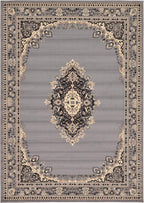 Unique Loom Reza Collection Traditional Persian Style Area Rug, 7 x 10 ft, Gray/Ivory