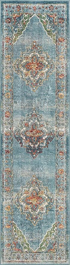 Unique Loom Isabella Collection Area Rug - Rossellini (2' 7" x 10' Runner, Blue/ Beige)