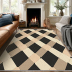 Washable 5x7 Modern Geometric Rug Living Room, Abstract Diamond Design Area Rugs for Bedroom, Modern Geometric Home Decor Carpet, Low Pile, Non Slip, Kids & Pet Friendly (N4155)