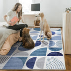 MUJOO Blue Rug Boho Washable,6x9 Area Rugs for Living Room Bedroom Dining Room,Large Throw Floor Carpet Non Slip Soft Modern Abstract Navy Blue
