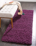 Unique Loom Solid Shag Collection Area Rug (2' 6" x 13' 1" Runner, Eggplant Purple)