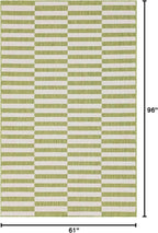 Unique Loom Outdoor Striped Collection Area Rug - Striped (5' 1" x 8' Rectangle, Green/Ivory)