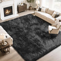 Fluffy Rug Shaggy Area Rug, Black 9x12 Area Rugs for Living Room, Large Shag Area Rugs for Bedroom Kids Room Home Decor, Upgrade Anti-Skid Rectangular Fuzzy Rugs