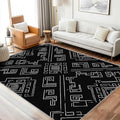 Geometric Rug, Washable 3x4 Rug for Living Room, Black and White Patterned Indoor Carpet, Modern Geometric Decor for Home, Bedroom, Soft Non Slip Thin Design FER13