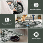 Moynesa Ultra-Thin Washable Vintage 5x7 Area Rugs - Large Boho Living Room Rug Non-Slip Non-Shedding Stain Resistant Indoor Floor Carpet for Bedroom Dining Room Entryway, Black/White