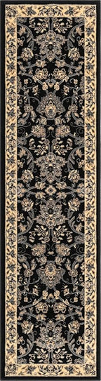 Unique Loom Sialk Hill Collection Area Rug - Washington (2' 2" x 8' 2" Runner Black/Gray)