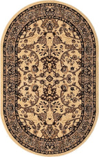 Unique Loom Sialk Hill Collection Area Rug - Washington (3' 3" x 5' 3" Oval Ivory/Black)