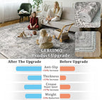 4x6 Machine Washable Area Rug for Living Room, Olive Grey Boho Vintage Floral Rug Large Non-Slip Low Pile Soft Faux Wool Carpet, Kids and Pets Friendly for Bedroom Dining Room Farmhouse Decor Rug