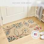 Maples Rugs Reggie Floral Runner Rug - Made in USA - Washable, Non Slip Indoor Carpet for Kitchen, Hallway, and Laundry Room, 1'8 x 4', Beige
