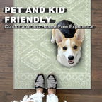 KILOCOCO Boho Kitchen Runner Rug 2x6 Washable Soft Runners for Hallways Non Slip Printed Distressed Laundry Room Rugs, Low-Pile Rugs for Entryway/Bedroom/Living Room, Grey Green