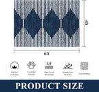 HelloTree Area Rug 4x6 Geometric Rug,Washable Modern Neutral Stain Resistant Indoor Carpet Boho Living Room Moroccan Rugs Fluffy Rug for Living Room Bedside Room Decor for Family-Blue