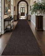 Color&Geometry Door Mat 2'2"x7'11" Runner Rug with Rubber Backing, Non Slip Washable Hallway Kitchen, Carpet Runners for Hallway Living Room Bedroom, Brown (Rolled-up NO Creases)