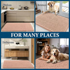 OLANLY Dog Door Mat for Muddy Paws 59x20, Absorbs Moisture and Dirt, Absorbent Non-Slip Washable Doormat, Quick Dry Chenille Mud Mat for Dogs, Entry Indoor Entryway Carpet for Inside Floor, Peach