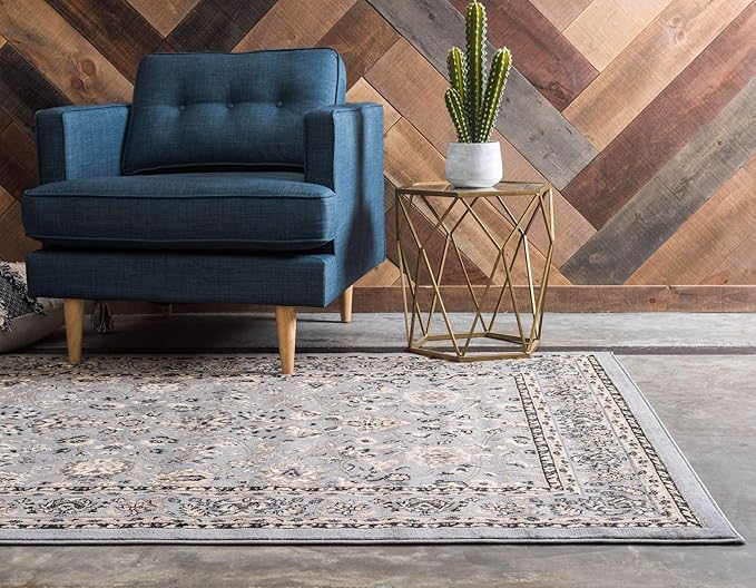 Unique Loom Sialk Hill Collection Area Rug - Washington (8' x 10' Rectangle Gray/Black)