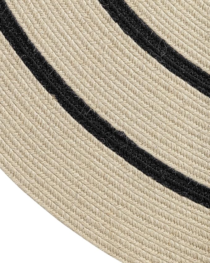 DEXI Round Jute Rug Natural Fiber 5x5, Braided Woven Area Rugs No Shed, Soft Neutral Rustic Carpet Mat for Indoor Outdoor Patio Dining Living Room Bedroom Farmhouse, 5ft, Ivory/Black