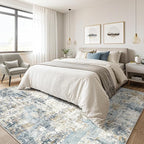 5x8 Area Rug Washable Rugs: Large Abstract Modern Soft Stain Resistant Indoor Floor Non-Slip Accent Carpet for Living Room Bedroom Nursery Playroom Dining Room Office Dorm Home House- Light Blue